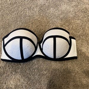 Torrid Black and White Lace Strapless Bra
